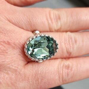 Elegant Turquise-Color Gemstone Sterling Silver Ring